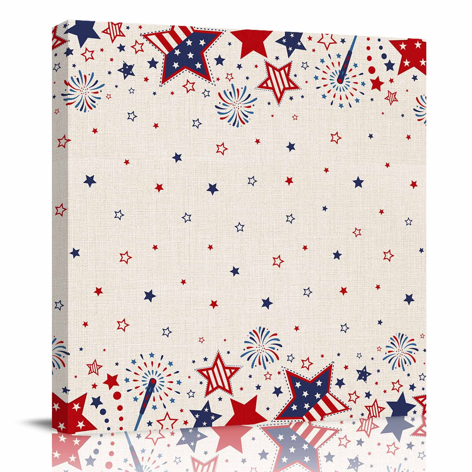 Canvas Print Wall Art Oil Paintings 4th of July Patriotic USA Flag Star ...
