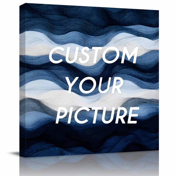 Canvas Print Wall Art Oil Paintings Abstract Geometric Navy Blue Water Ripple Picture Prints Artwork for Living Room Kitchen Bathroom Bedroom