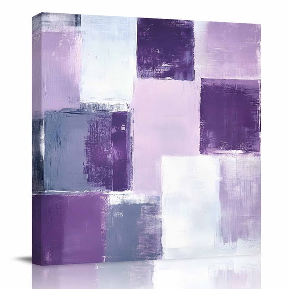 Canvas Print Wall Art Oil Paintings Abstract Graffiti Purple Gray Art Picture Prints Artwork for Living Room Kitchen Bathroom Bedroom,Stretched and Framed Ready to Hang,Color Block Gradient Texture