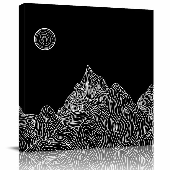 Canvas Print Wall Art Oil Paintings Abstract Mountain Moon Scenery Picture Prints Artwork for Living Room Kitchen Bathroom Bedroom