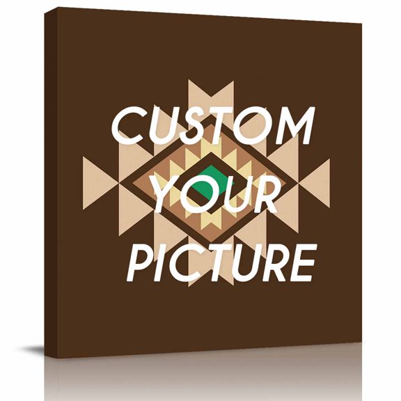 Canvas Print Wall Art Oil Paintings Brown Aztec Lattice Geometric Picture Prints Artwork for Living Room Kitchen Bathroom Bedroom