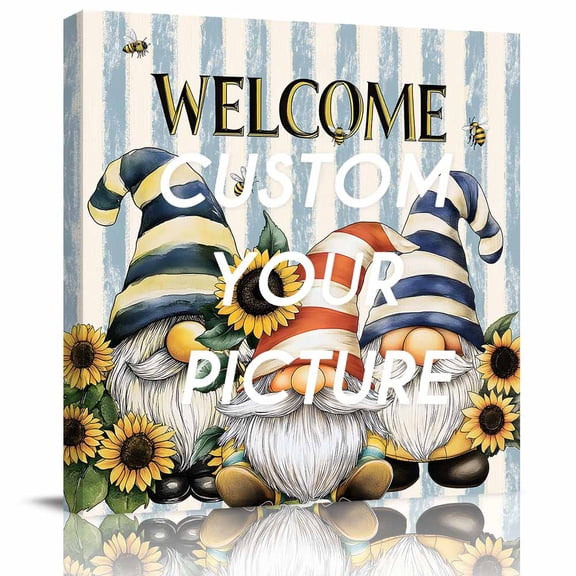 Canvas Print Wall Art Oil Paintings Cartoon Sunflower Dwarf Cartoon Hat Picture Prints Artwork for Living Room Kitchen Bathroom Bedroom