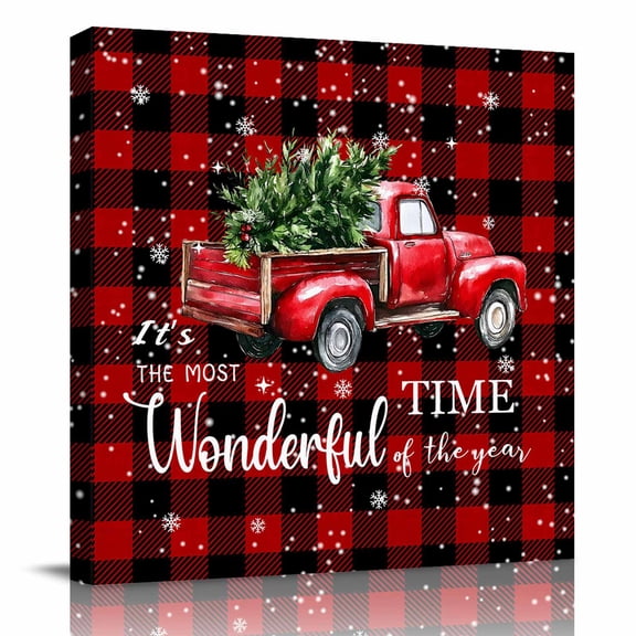Canvas Print Wall Art Oil Paintings Christmas Tree Car Picture Prints Artwork for Living Room Kitchen Bathroom Bedroom