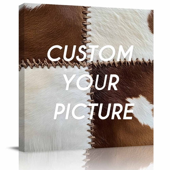 Canvas Print Wall Art Oil Paintings Cowhide Leather Collage Art Picture Prints Artwork for Living Room Kitchen Bathroom Bedroom