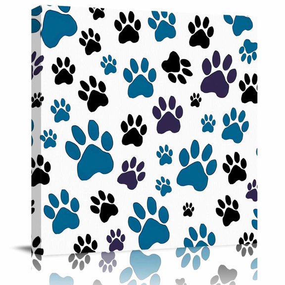 Canvas Print Wall Art Oil Paintings Cute Dog Paw Print on White Picture Prints Artwork for Living Room Kitchen Bathroom Bedroom