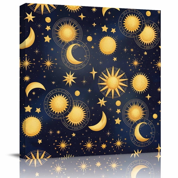 Canvas Print Wall Art Oil Paintings Fantasy Galaxy Moon Sun Picture Prints Artwork for Living Room Kitchen Bathroom Bedroom