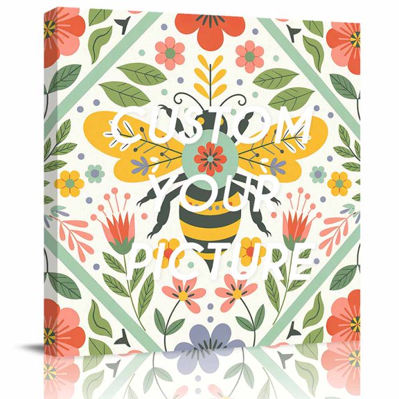 Canvas Print Wall Art Oil Paintings Farm Bee Flower Leaves Watercolor Picture Prints Artwork for Living Room Kitchen Bathroom Bedroom
