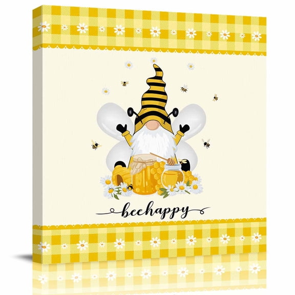 Canvas Print Wall Art Oil Paintings Farm Honeybee Gnome Picture Prints Artwork for Living Room Kitchen Bathroom Bedroom
