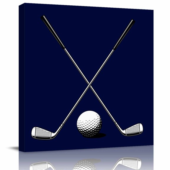 Canvas Print Wall Art Oil Paintings Golf Ball on Dark Blue Background Picture Prints Artwork for Living Room Kitchen Bathroom Bedroom