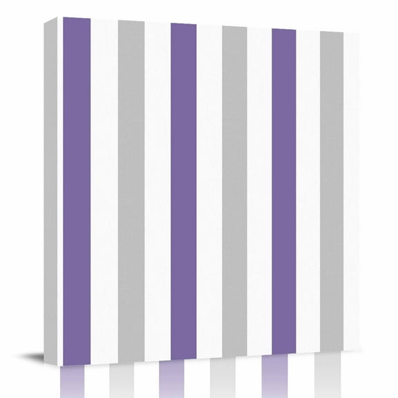 Canvas Print Wall Art Oil Paintings Modern Minimalist Purple Gray Stripe Picture Prints Artwork for Living Room Kitchen Bathroom Bedroom,Stretched and Framed Ready to Hang,Geometric Line Art
