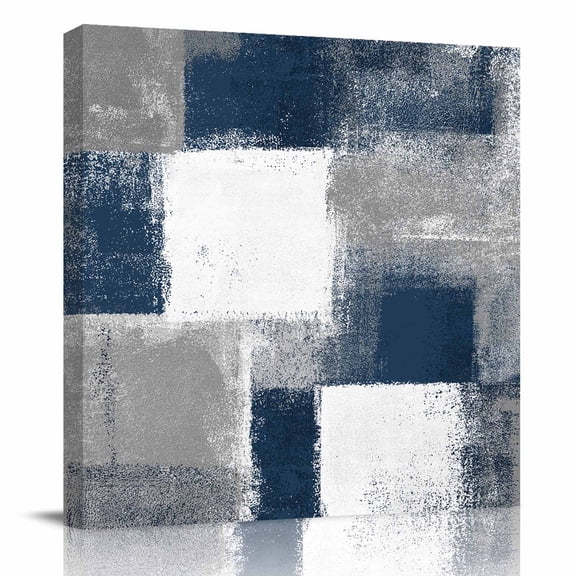 Canvas Print Wall Art Oil Paintings Navy Blue Color Block Oil Painting Picture Prints Artwork for Living Room Kitchen Bathroom Bedroom