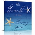thumbnail image 1 of Canvas Print Wall Art Oil Paintings Ocean Happy Beach Place Words Picture Prints Artwork for Living Room Kitchen Bathroom Bedroom, 1 of 9