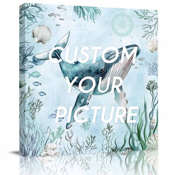 Canvas Print Wall Art Oil Paintings Sea Whale Seaweed Shell Coral Picture Prints Artwork for Living Room Kitchen Bathroom Bedroom