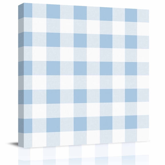 Canvas Print Wall Art Oil Paintings Simple Spring Blue White Lattice Picture Prints Artwork for Living Room Kitchen Bathroom Bedroom