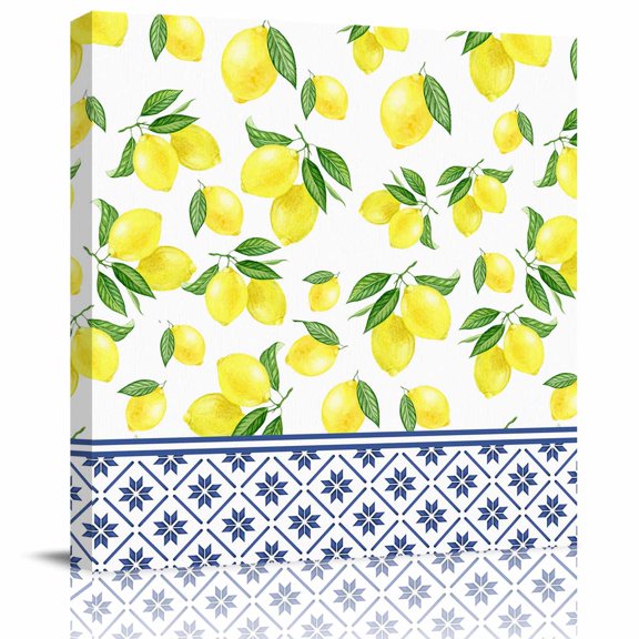 Canvas Print Wall Art Oil Paintings Summer Yellow Lemon Leaves Picture Prints Artwork for Living Room Kitchen Bathroom Bedroom