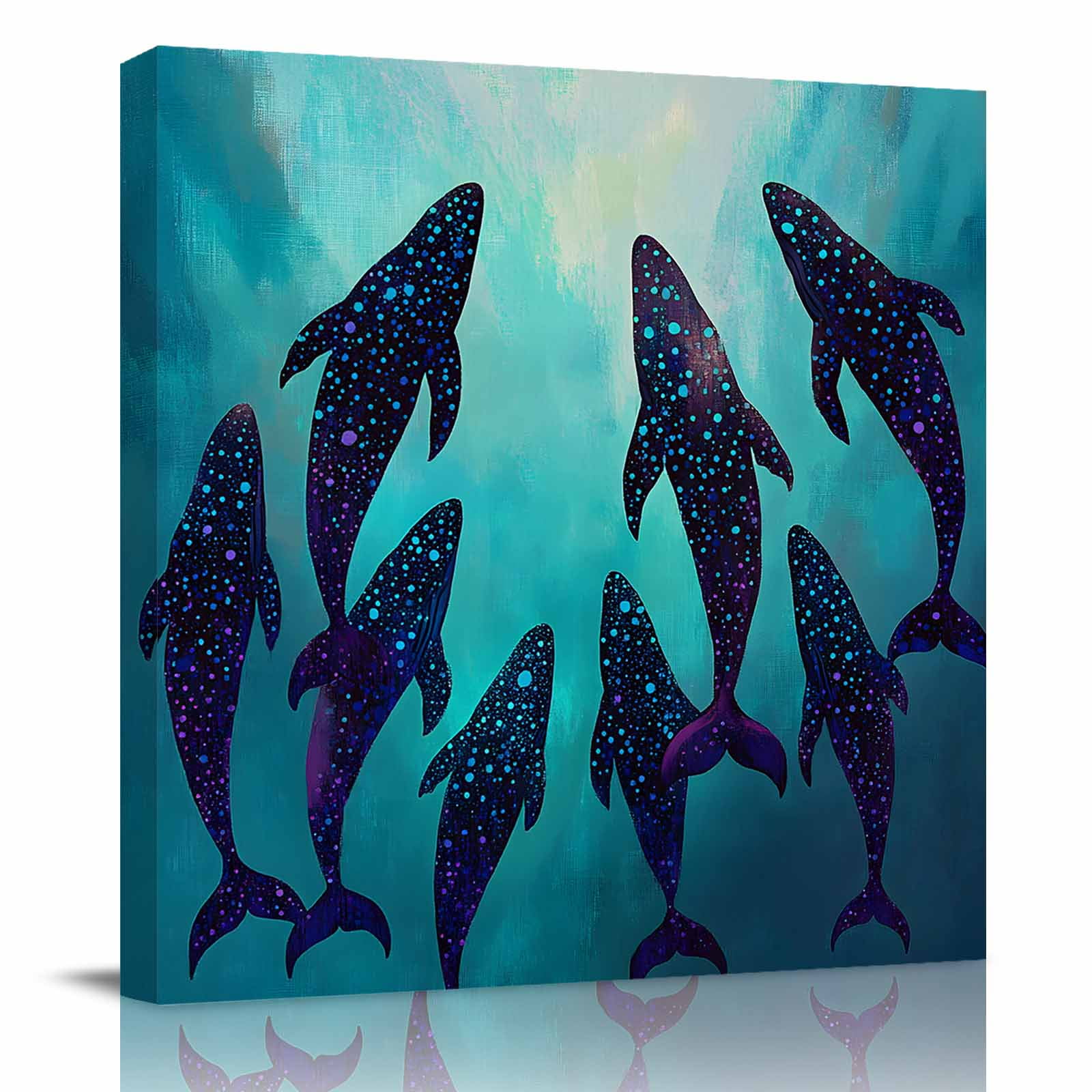 Canvas Print Wall Art Oil Paintings Underwater Ocean Whale Polka Dot ...