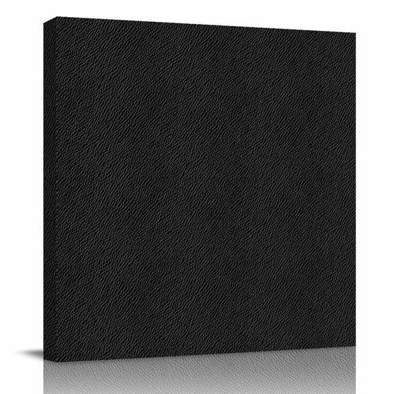 Canvas Print Wall Art Oil Paintings Vintage Solid Black Leather Picture Prints Artwork for Living Room Kitchen Bathroom Bedroom,Stretched and Framed Ready to Hang,Retro Cowhide Texture