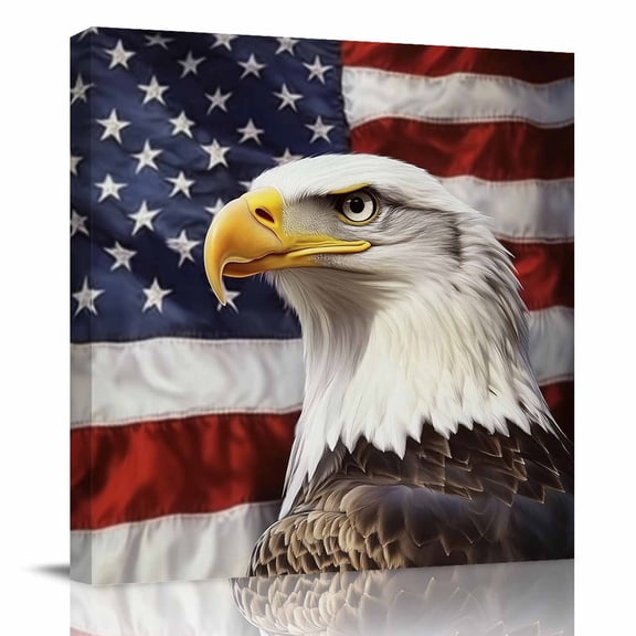 Canvas Print Wall Art Oil Paintings Vintage USA Flag Eagle Picture Prints Artwork for Living Room Kitchen Bathroom Bedroom,Stretched and Framed Ready to Hang,Independence Day Stars And Stripes