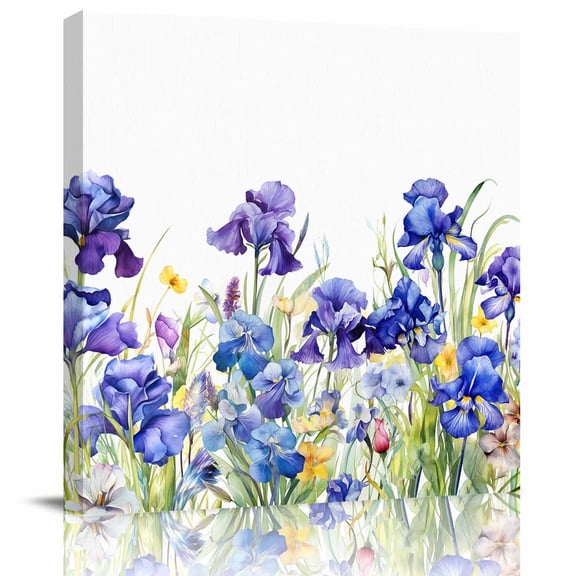 Canvas Print Wall Art Oil Paintings Watercolor Garden Spring Flower Iris Picture Prints Artwork for Living Room Kitchen Bathroom Bedroom