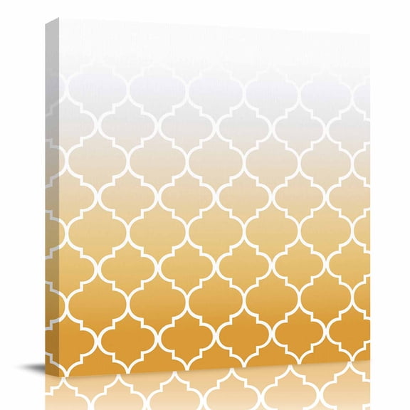 Canvas Print Wall Art Oil Paintings Yellow Gradient Moroccan Pattern Picture Prints Artwork for Living Room Kitchen Bathroom Bedroom