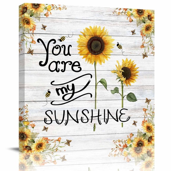 Canvas Print Wall Art Oil Paintings You Are My Sunshine Words on Farm Wood Picture Prints Artwork for Living Room Kitchen Bathroom Bedroom
