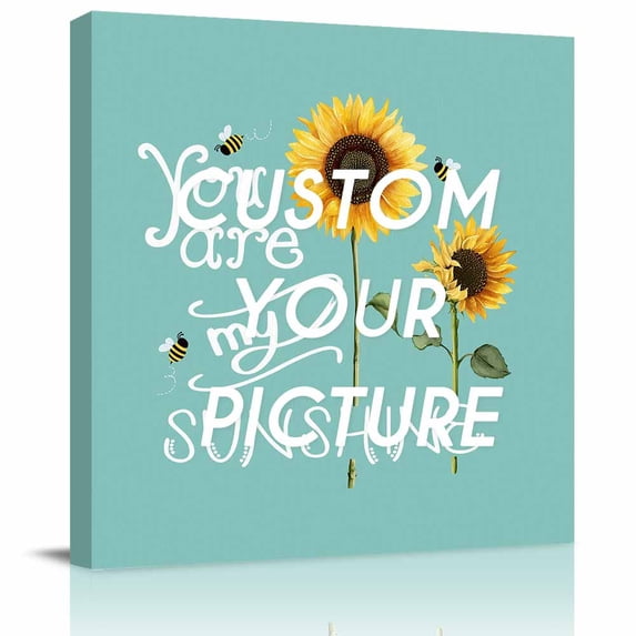 Canvas Print Wall Art Oil Paintings You Are My Sunshine Words on Green Picture Prints Artwork for Living Room Kitchen Bathroom Bedroom