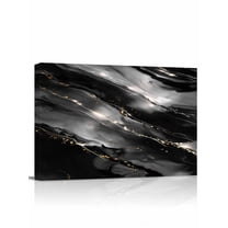 Canvas Print Wall Art Ombre Black Marble Texture White Glowing Modern Decor Framed Canvas Art Wall Decor Pictures Painting Morden Artwork for Living Room Bedroom, Ready to Hang - 12"x16"