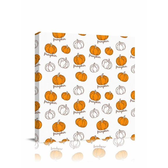 Canvas Print Wall Art Pumpkin Fall Thanksgiving Autumn Yellow Plant Countryside Framed Canvas Art Wall Decor Pictures Painting Morden Artwork for Living Room Bedroom, Ready to Hang, 28"x28"