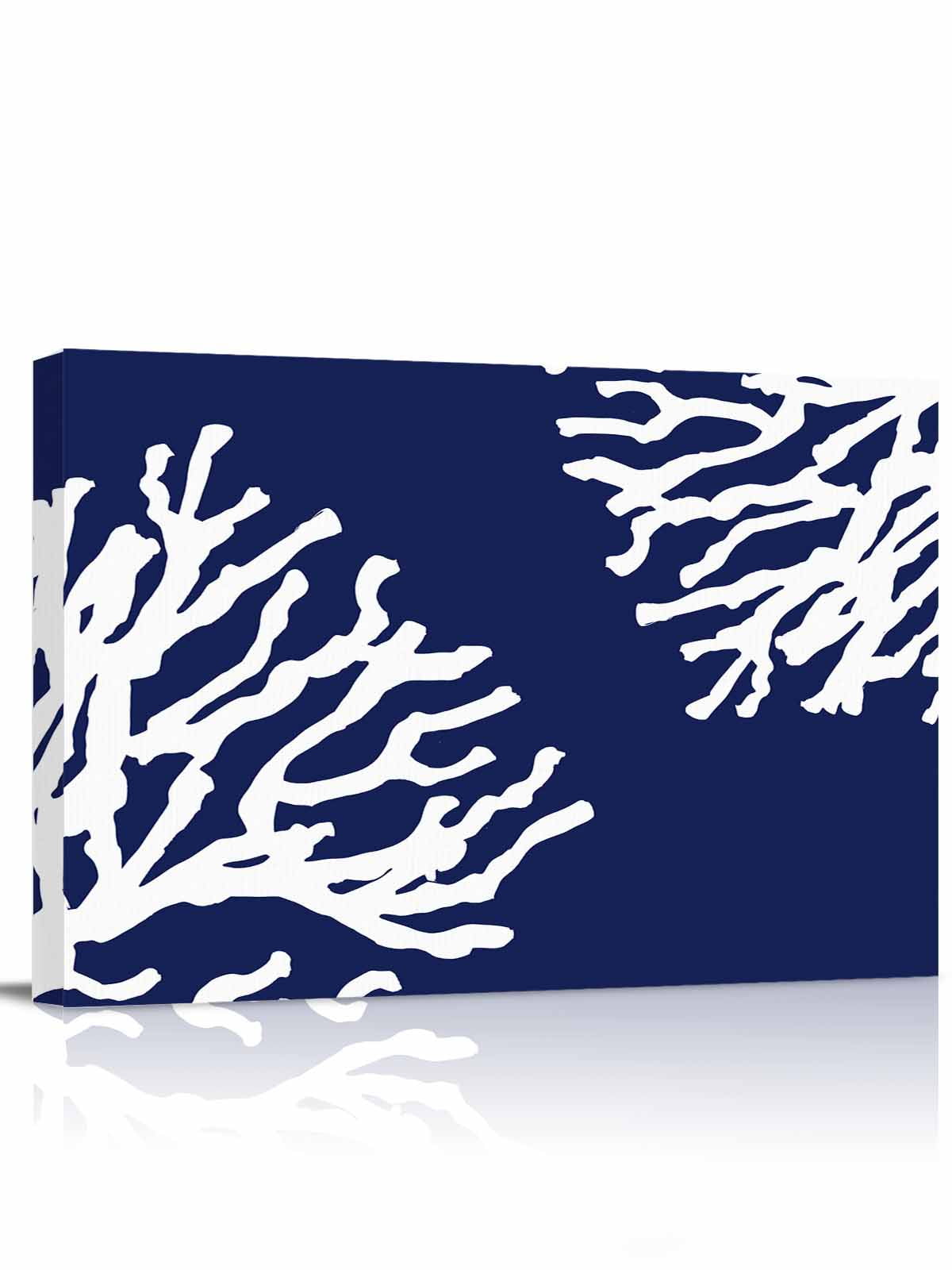 Canvas Print Wall Art Sea White Coral Blue Marine Background Modern Art ...