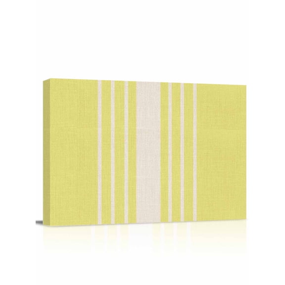 Canvas Print Wall Art Simple White Striped Abstract Modern Yellow Linen Framed Canvas Art Wall Decor Pictures Painting Morden Artwork for Living Room Bedroom, Ready to Hang - 12"x16"