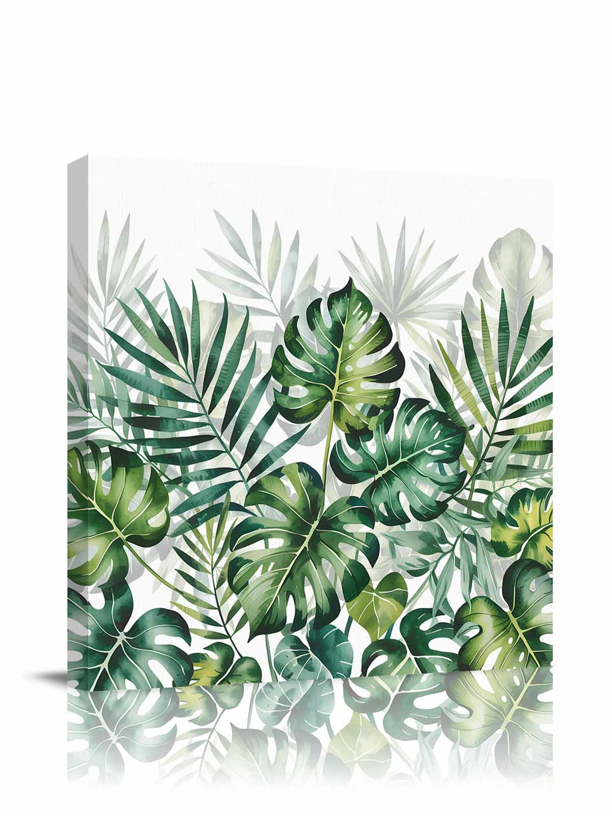 Canvas Print Wall Art Summer Tropical Plant Palm Leaf Watercolor Framed ...