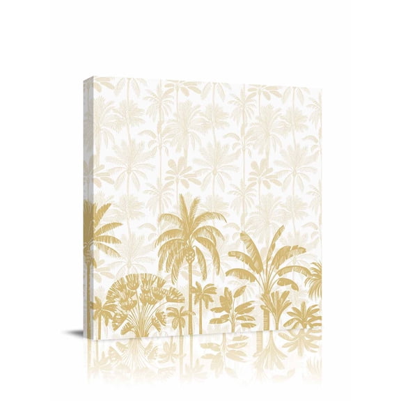 Canvas Print Wall Art Summer Tropical Plants Palm Trees Yellow Plants Texture Framed Canvas Art Wall Decor Pictures Painting Morden Artwork for Living Room Bedroom, Ready to Hang, 24"x24"