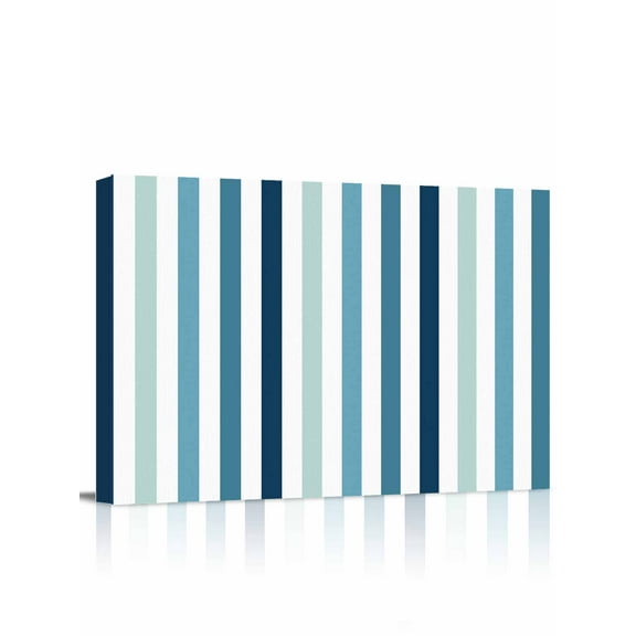 Canvas Print Wall Art Teal Blue Gradient Stripes Minimalist Abstract Vertical Striped Framed Canvas Art Wall Decor Pictures Painting Morden Artwork for Living Room Bedroom, Ready to Hang - 12"x16"