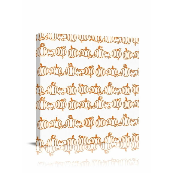 Canvas Print Wall Art Thanksgiving Fall Line Pumpkin White Background Framed Canvas Art Wall Decor Pictures Painting Morden Artwork for Living Room Bedroom, Ready to Hang, 24"x24"