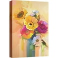 thumbnail image 1 of Canvas Print Wall Art Watercolor Effect Pink & Yellow Daisies in Vase Floral Plants Illustrations Modern Art Chic Closeup Colorful Multicolor Ultra for Living Room, Bedroom, Office - 12"x18", 1 of 5
