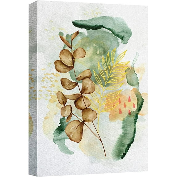 Canvas Print Wall Art Watercolor Forest Flower Pattern Abstract Nature Illustrations Modern Art Decorative Floral Botanical Relax/Zen Colorful Wilderness for Living Room, Bedroom, Office - 12"x18"
