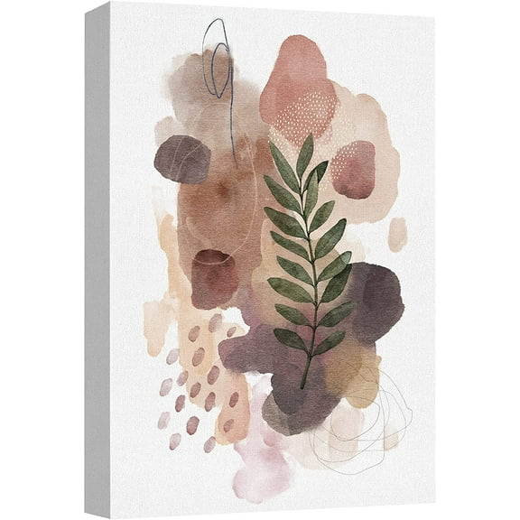 Canvas Print Wall Art Watercolor Forest Plant Collage Abstract Nature Illustrations Modern Art Decorative Floral Botanical Relax/Zen Colorful Wilderness for Living Room, Bedroom, Office - 12"x18"