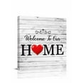thumbnail image 1 of Canvas Print Wall Art Welcome to Our Home Retro Grey Wood Grain Farmhouse Framed Canvas Art Wall Decor Pictures Painting Morden Artwork for Living Room Bedroom, Ready to Hang, 20"x20", 1 of 4