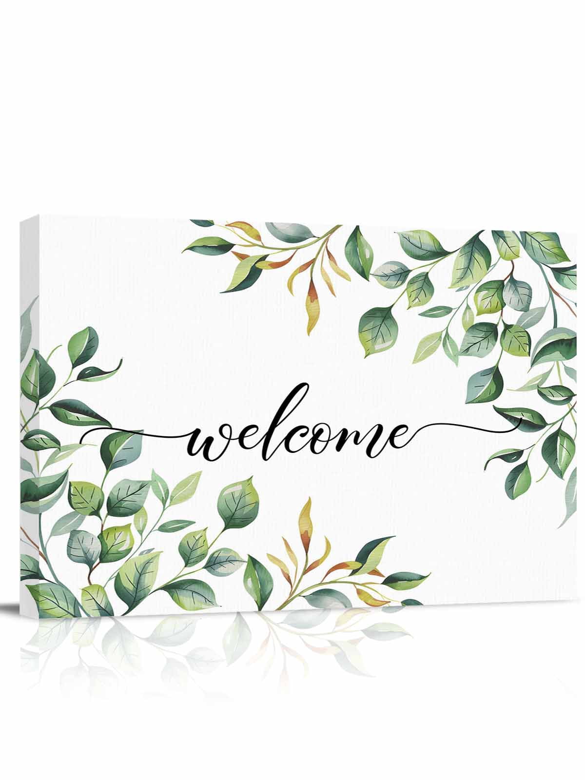 Canvas Print Wall Art Welcome Leaf Spring Summer Floral Countryside ...