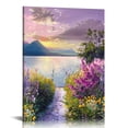 thumbnail image 1 of Canvas Print Wall Art Window View Purple Sunset Cloud Sky Lavender Flower Wilderness Nature Photography Realism Scenic Landscape Colorful Multicolor for Living Room, Bedroom, 1 of 5