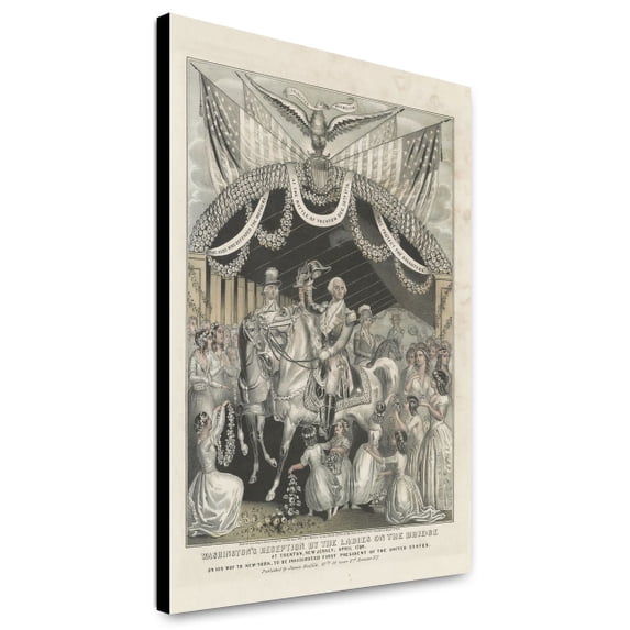 Canvas Print: Washington's Reception By The Ladies On The Bridge, 1848