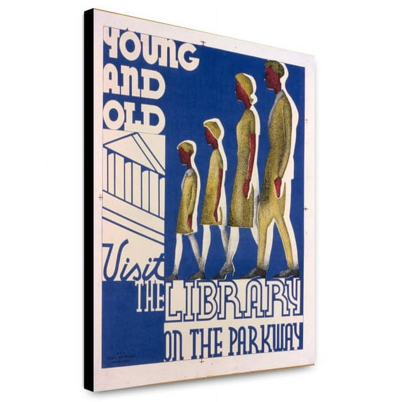Canvas Print: Young And Old Visit The Library On The Parkway, 1936