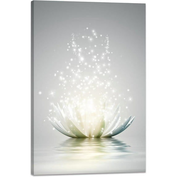 Canvas Prints Art Lotus Floral Pictures Wall Art for Zen Office Decor Meditation Poster Modern Artwork Painting Framed Ready to Hang(12x16inch)