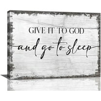 Canvas Prints Give It To God and Go To Sleep Sign Wall Art Inspirational Scripture Quotes Poster Painting Modern Artwork For Living Room Bedroom Decor Unframed 16''x12''