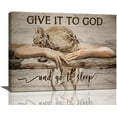 thumbnail image 1 of Canvas Prints Give It To God and Go To Sleep Sign Wall Art Inspirational Scripture Quotes Poster Painting Modern Artwork For Living Room Bedroom Decor Unframed 16''x12'', 1 of 6
