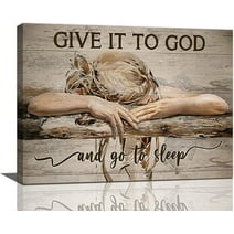 Canvas Prints Give It To God and Go To Sleep Sign Wall Art Inspirational Scripture Quotes Poster Painting Modern Artwork For Living Room Bedroom Decor Unframed