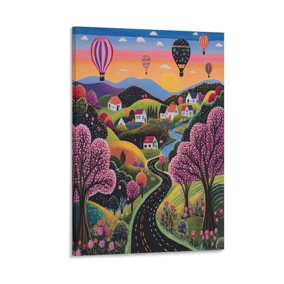 Canvas Prints Landscape Countryside Spring Valley Canvas Prints Wall Art Vintage Spring Summer Nature Landscape Wall Art for Living Room 20x30inch Bath Laundry Home Decorations Framed Artwork