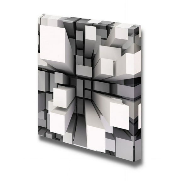 Canvas Prints Wall Art - 3D Abstract Square Pillar Geometric Pattern | Modern Wall Decor/Home Decoration Stretched Gallery Canvas Wrap Giclee Print &amp; Ready to Hang - 16" x 16"