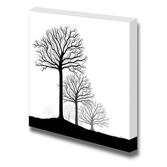Canvas Prints Wall Art - Abstract Black Trees in Clean and Simple Style | Modern Wall Decor/Home Decoration Stretched Gallery Canvas Wrap Giclee Print &amp; Ready to Hang - 24&quot; x 24&quot;