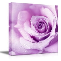 Canvas Prints Wall Art - Abstract Purple Wet Rose Beautiful Macro Flower with Morning Dew | Modern Wall Decor/Home Decoration Stretched Gallery Canvas Wrap Giclee Print & Ready to Hang - 24"